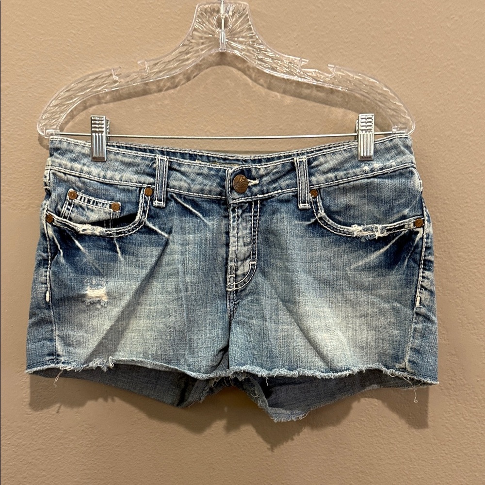 BKE Distressed Light Blue Jean Shorts